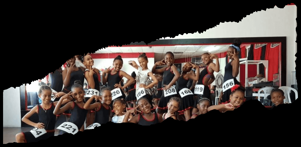 A line-up of young Heartbeat dancers in the studio